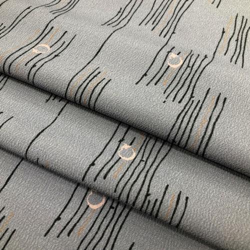 化繊きもの 反物 グレー ちりめん 合繊 着尺 表地のみ 単品 未仕立て  