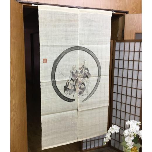 ✨美品✨のれん暖簾 おたふく お多福 笑福凧 商売繁盛 タペストリー 麻 手描き ✨美品✨のれん暖簾 おたふく お多福 笑福凧 商売繁盛