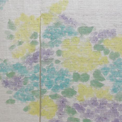 麻のれん 「紫陽花」 おぼろ染めのれん 手織りのれん のれん 本麻 万葉