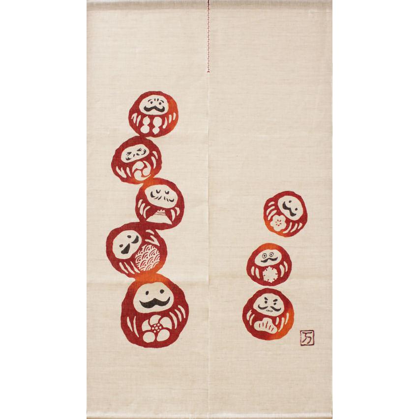 麻のれん 「七転八起」 注染のれん のれん 暖簾 本麻 生成り色 万葉舎