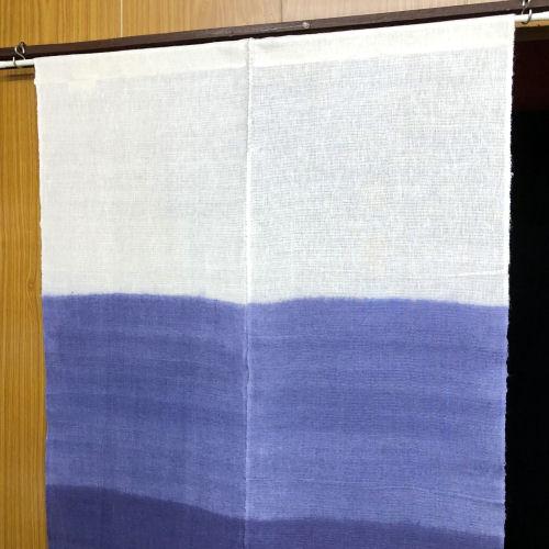 のれん 「青紫」 季風のれん 段ぼかし染め ボカシ 手染め 麻混のれん