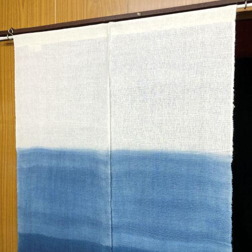 のれん 「藍」 季風のれん 段ぼかし染め ボカシ 手染め 麻混 のれん 「藍」 季風のれん 段ぼかし染め ボカシ 手染め 麻混