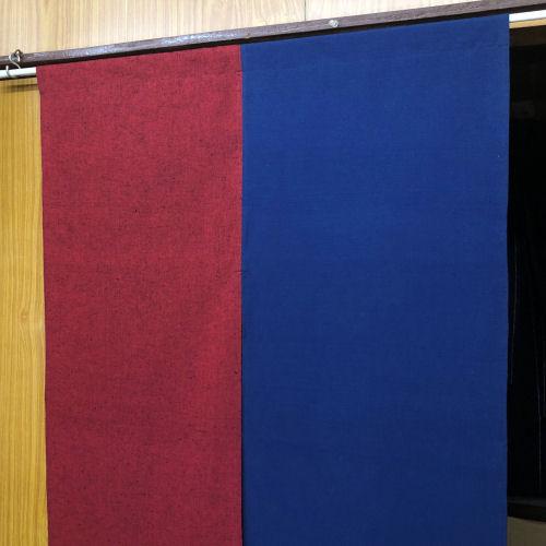 濃い紫色 薬玉の暖簾 のれん 「染め分け」 匠暖簾 綿のれん 120cm丈 日本製 赤系 青系