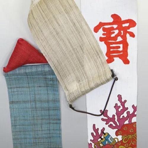 麻タペストリー 「寶船」 細タペ 洛柿庵 おもり付き 本麻 京都洛柿庵