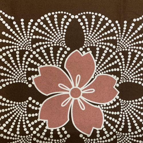 のれん 手染めのれん 桜帯柄 105cm丈 こげ茶色 和柄 焦げ茶