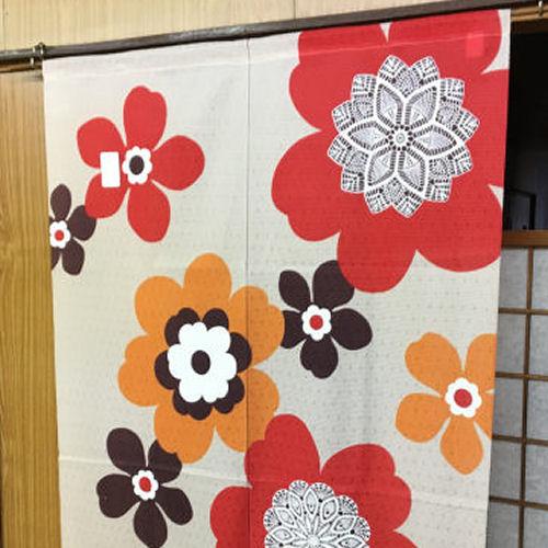 のれん 「モダンフラワー」 レース ロング丈 かわいい クロッシュ