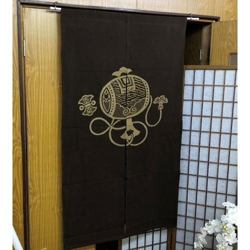 のれん ロング丈 和風 抜染暖簾 「打ち出の小槌」 ブラウン 茶色