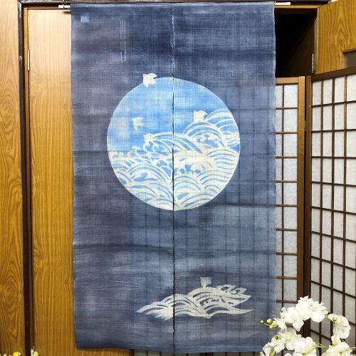 京都くろちく【新品】高級麻筒描き暖簾「荒波」23,650円♪120センチ 京都くろちく【新品】高級麻筒描き暖簾「荒波」23,650円♪120
