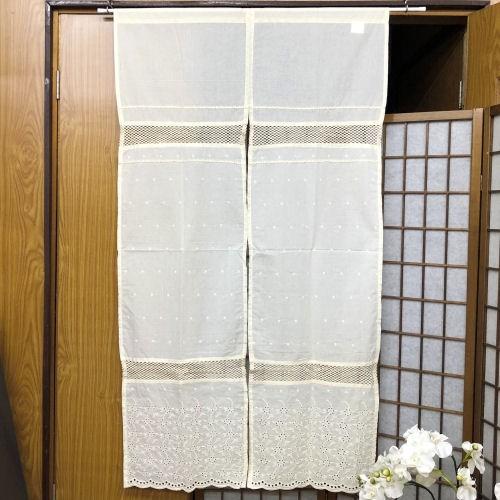 のれん ロング丈 レースのれん クロース インド綿 アイボリー 白 インテリア 暖簾 玄関 おしゃれ 綿１００ 85cm 150cm 手洗いｏｋ N 547 和雑貨の店京美2号店 通販 Yahoo ショッピング