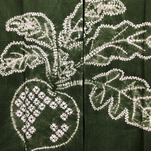 草木染めのれん ロング丈 かぶ柄 絞り柄 のれん グリーン ぼかし染め