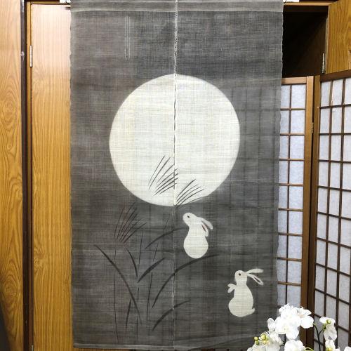 手描き麻暖簾【瓢箪】手染め　麻のれん　巾81×175cm　一点物　アンティーク 手描き麻暖簾【瓢箪】手染め 麻のれん 巾81×175cm 一点物