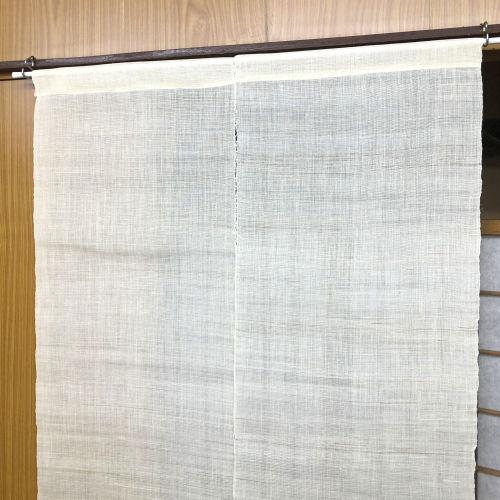 本麻のれん ロング丈 和風 麻のれん 「縁側風景」 墨絵調 生成り