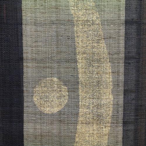 本麻タペストリー KERA工房 「日・月」 手織り 掛け軸 棒付き ロウ防