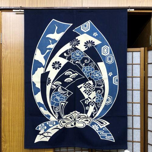 白地に藍染め のれん 藍染めののれん ざっくり麻 竹葉 ちくは 山内武志