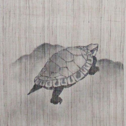 麻のれん 「鶴亀」 手描きのれん のれん 本麻 万葉舎 ロング丈 日本製