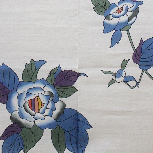麻のれん　「百花王」　手描きのれん　爽やぐのれん　のれん　本麻　万葉舎　ロング丈　日本製　インテリア　暖簾　麻100％　和雑貨　縁起物　牡丹　蝶々_2