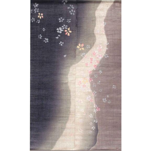 麻のれん 「霞」 ぼかし染めのれん 手描きのれん のれん 桜のれん 本麻 