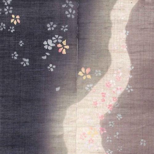 麻のれん 「霞」 ぼかし染めのれん 手描きのれん のれん 桜のれん 本麻 