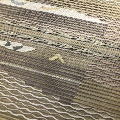 夏帯　八寸名古屋帯　絽綴れ調　生成ベージュ　涼やかお太鼓柄 夏八寸帯 名古屋帯 仕立て上がり品 正絹 絽綴れ 八寸名古屋帯