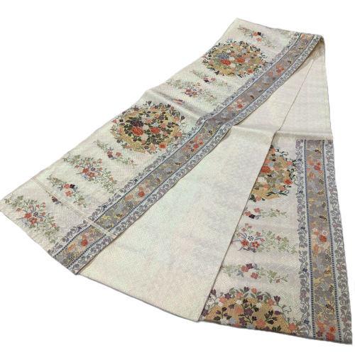 美品 半幅帯 間道 花輪