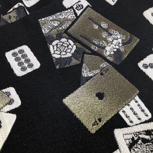 名古屋帯 西陣織 仕立て上がり 正絹 九寸帯 麻雀柄 トランプ 花札 麻雀