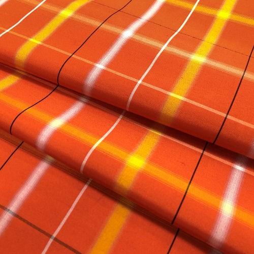 格子紬 正絹きもの 反物 未仕立て品 紬 赤 オレンジ 着尺 つむぎ