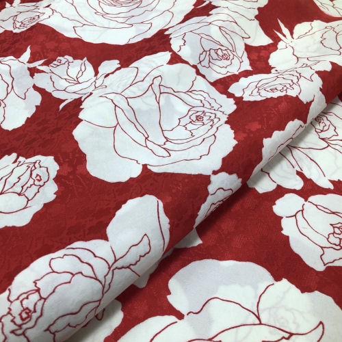 おしゃれな薔薇柄長襦袢 高級長襦袢 絹100％ 赤地 薔薇柄 振袖用 友禅長襦袢地 未仕立て品