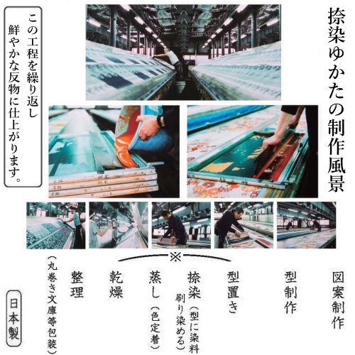 浴衣 男物 反物 綿浴衣 未仕立て 「紗綾型」 白地に黒 日本製 捺染