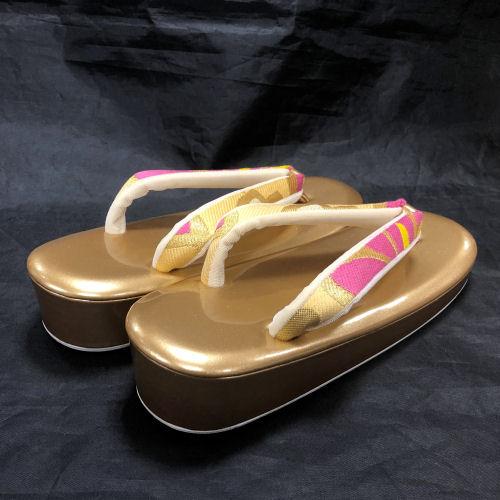 草履バッグセット 西陣織正絹 かぶせタイプ 振袖 帯地 ゴールド