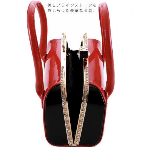 草履バッグセット 振袖 赤黒 ラインストーン付き 厚底 2段