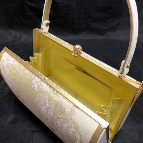 草履バッグセット LLサイズ 万里小路謹製 西陣織 正絹帯地 白地