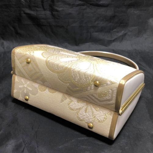 草履バッグセット LLサイズ 万里小路謹製 西陣織 正絹帯地 白地