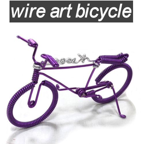 針金アート 自転車 ワイヤーアート ロードバイク ミニチュア 金糸 