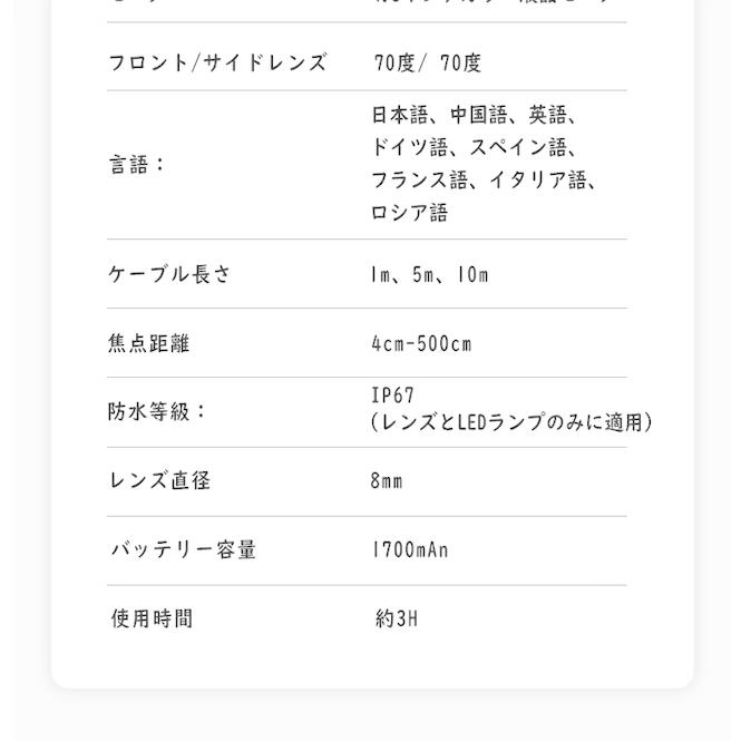 KYOMOTO マイクロスコープ 10m ファイバースコープ 内視鏡カメラ KYOMOTO マイクロスコープ 10m ファイバースコープ 内視鏡カメラ