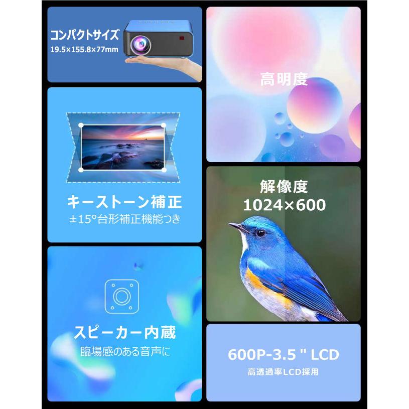 youtube 内蔵 プロジェクター モバイルプロジェクター T40 スマホ wifi コンパクト 小型 ミラーリング ミニ 家庭用 動画 アニメ  景品 ホームシアター 天井投影｜kyougenn｜02