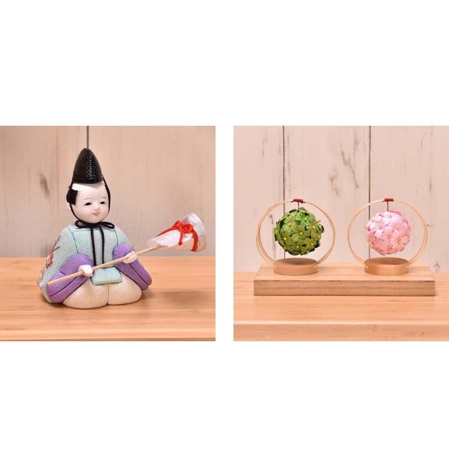 雛人形 ひな人形 木目込人形「たまひな 刺繍衣裳」丸型 円 コンパクト