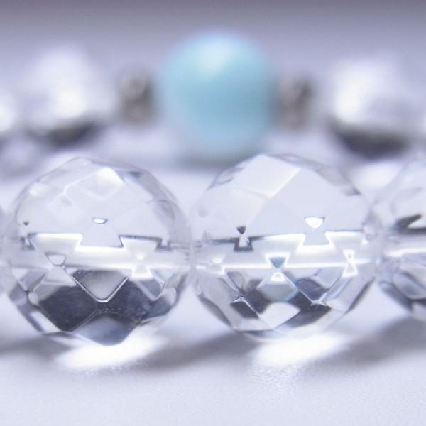 写真現物 1点物 アイスラリマー＆カット水晶クリスタルブレスレット 12ミリ珠 ＆ 10ミリ珠  26 g 1点物  プレゼントの画像