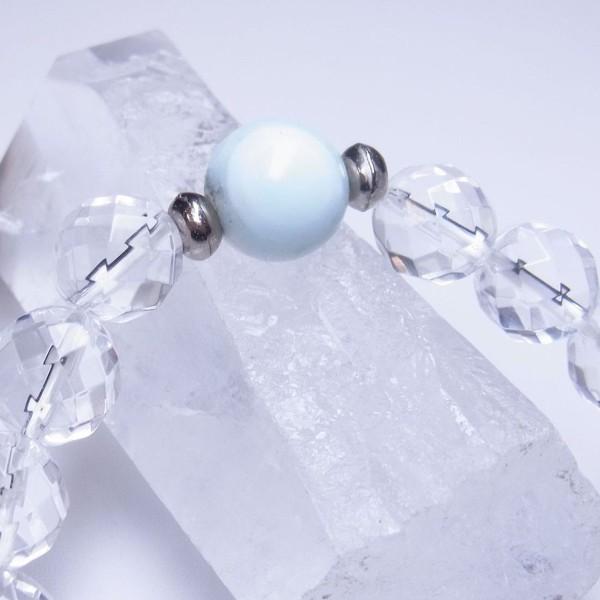 写真現物 1点物 アイスラリマー＆カット水晶クリスタルブレスレット 12ミリ珠 ＆ 10ミリ珠  26 g 1点物  プレゼントの画像