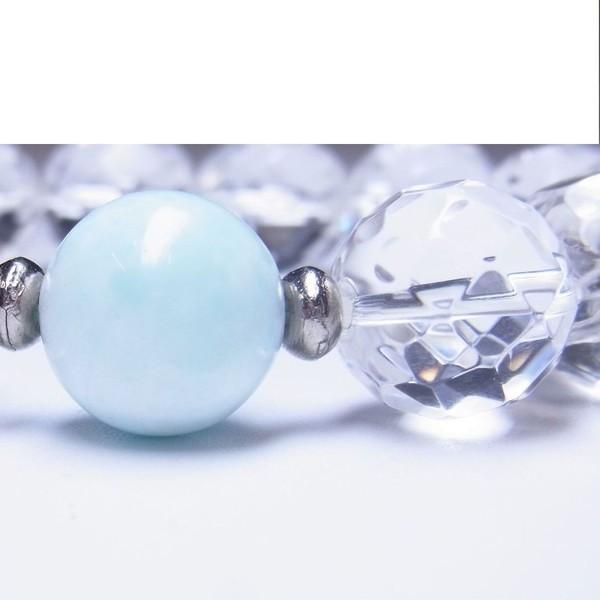 写真現物 1点物 アイスラリマー＆カット水晶クリスタルブレスレット 12ミリ珠 ＆ 10ミリ珠  26 g 1点物  プレゼントの画像