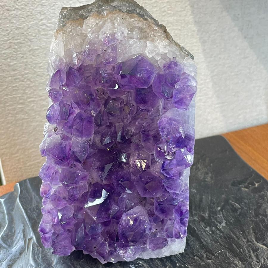 幸運を招く 鑑賞石に天然アメジストクラスター パワーストーン原石