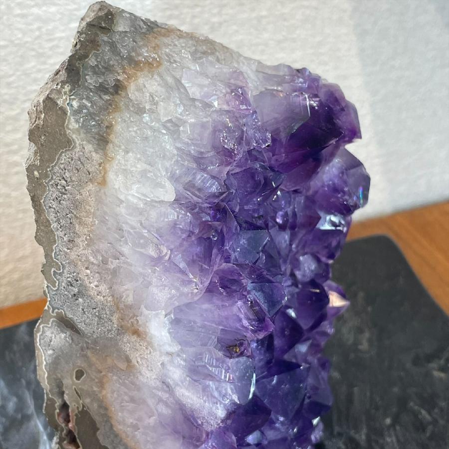 幸運を招く 鑑賞石に天然アメジストクラスター パワーストーン原石