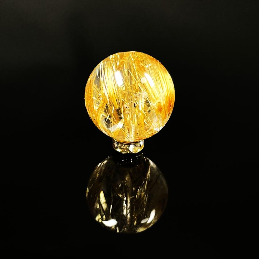 黄金に光り輝く一点物 粒売り １６ミリ ゴールド キャッツアイルチル Ｃａｇｔｓ１ 金針水晶 貫通穴あり 最強金運 お守り パワーストーン 父の日｜kyoukaido｜04