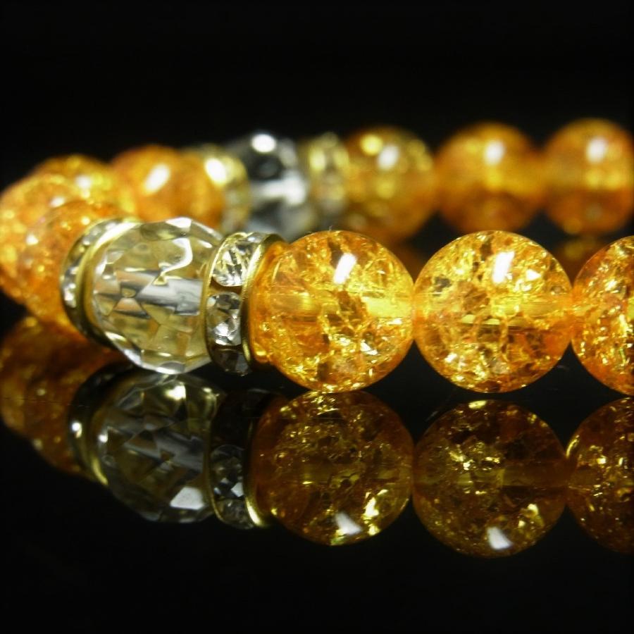 ゴールドクリスタルストーンブレスレット 8ミリ 最強金運 アップをもたらす 天然石 64面カット水晶 シトリン