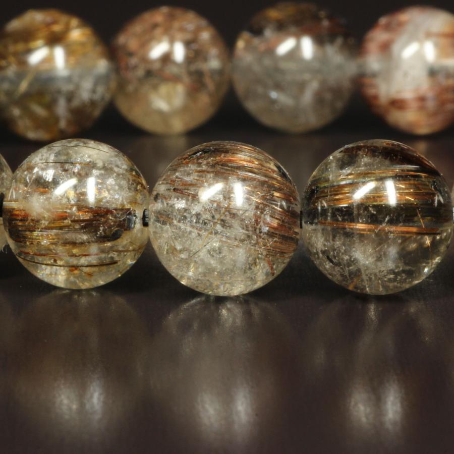 コッパータイチンルチル ブレスレット 訳ありでもオススメ 9ミリ 一点物 虹入り銅針水晶 Cr18 動画有   プレゼントの画像