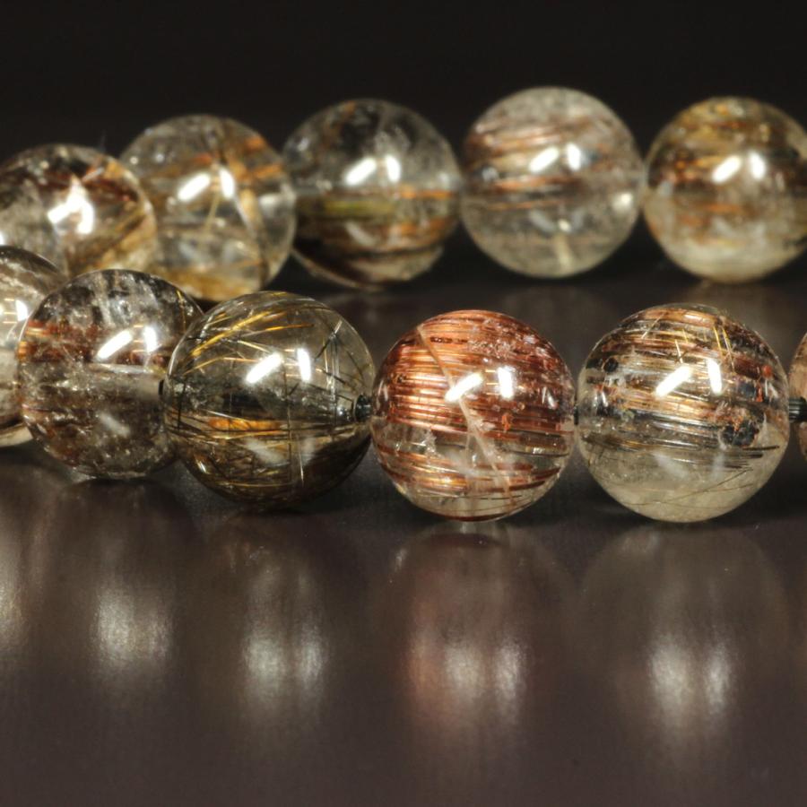 コッパータイチンルチル ブレスレット 訳ありでもオススメ 9ミリ 一点物 虹入り銅針水晶 Cr18 動画有   プレゼントの画像