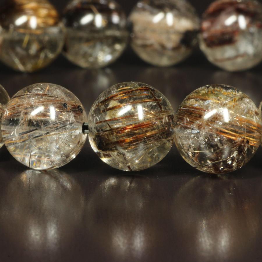 コッパータイチンルチル ブレスレット 訳ありでもオススメ 9ミリ 一点物 虹入り銅針水晶 Cr18 動画有   プレゼントの画像