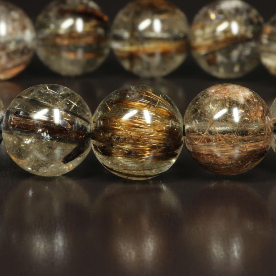 コッパータイチンルチル ブレスレット 訳ありでもオススメ 9ミリ 一点物 虹入り銅針水晶 Cr18 動画有   プレゼントの画像