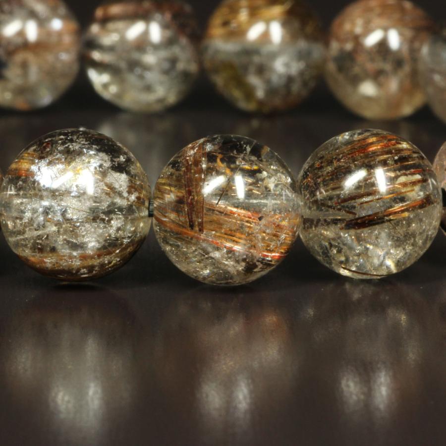 コッパータイチンルチル ブレスレット 訳ありでもオススメ 9ミリ 一点物 虹入り銅針水晶 Cr18 動画有   プレゼントの画像