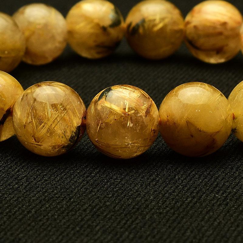 黄金の成功へ導く】ゴールドルチルクォーツ ブレスレット11-12mm