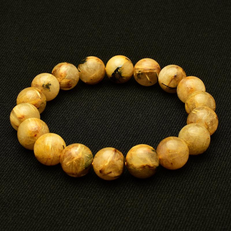 無限の金運エネルギー】 太陽放射ルチルブレスレット 11-12mm 一点物